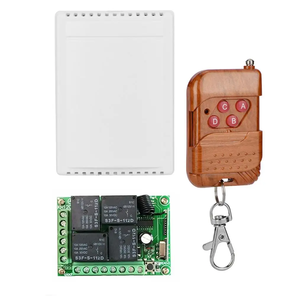 

DC12V 433Mhz Wireless 4 Channel Remote Control Switch Relay Module Transmitter Receiver 2019 New