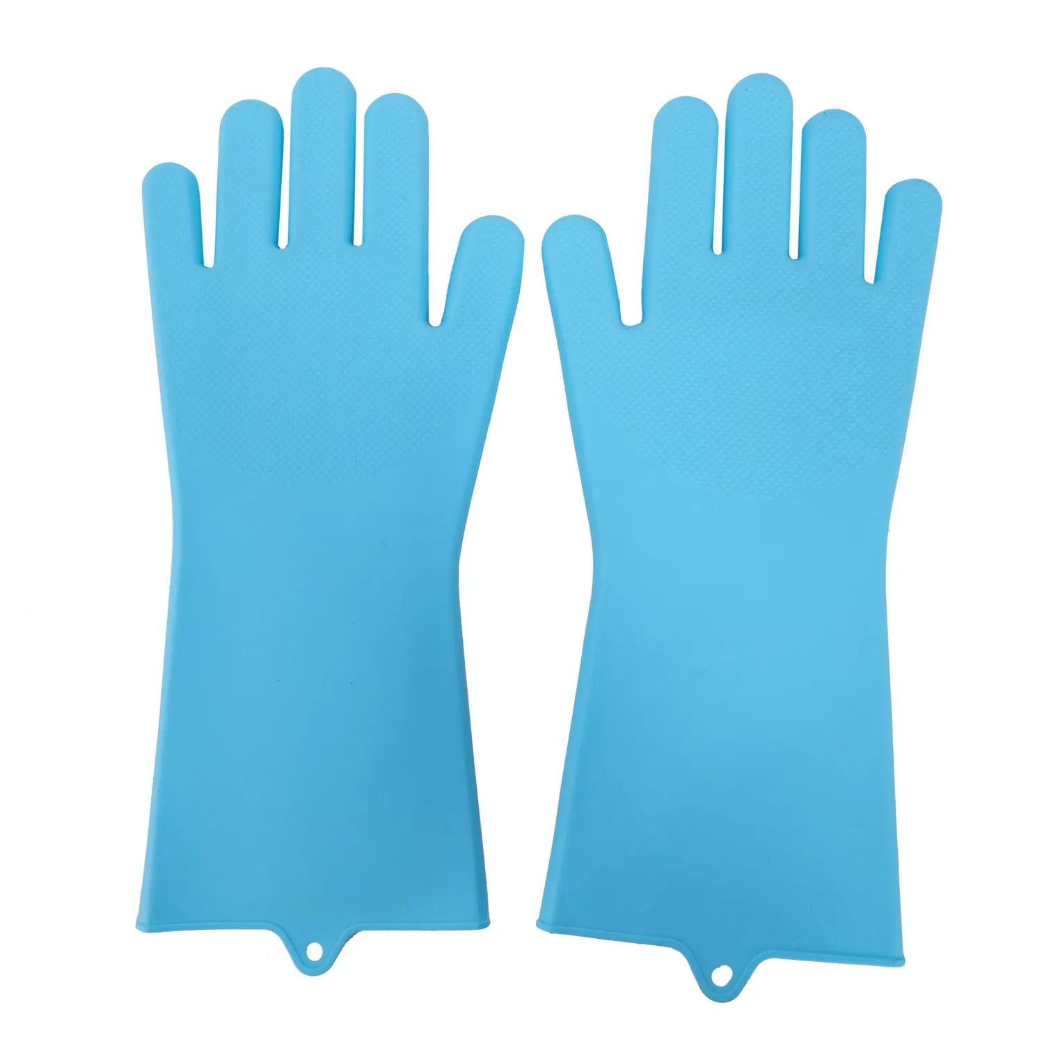 Reusable Silicone Gloves with Wash Scrubber (13.6 inch Large), Heat