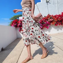Loyalget Новые Дизайнерские летние Для женщин труба юбка-годе Повседневное пляжный отдых с цветочным длинные юбки с принтом женский