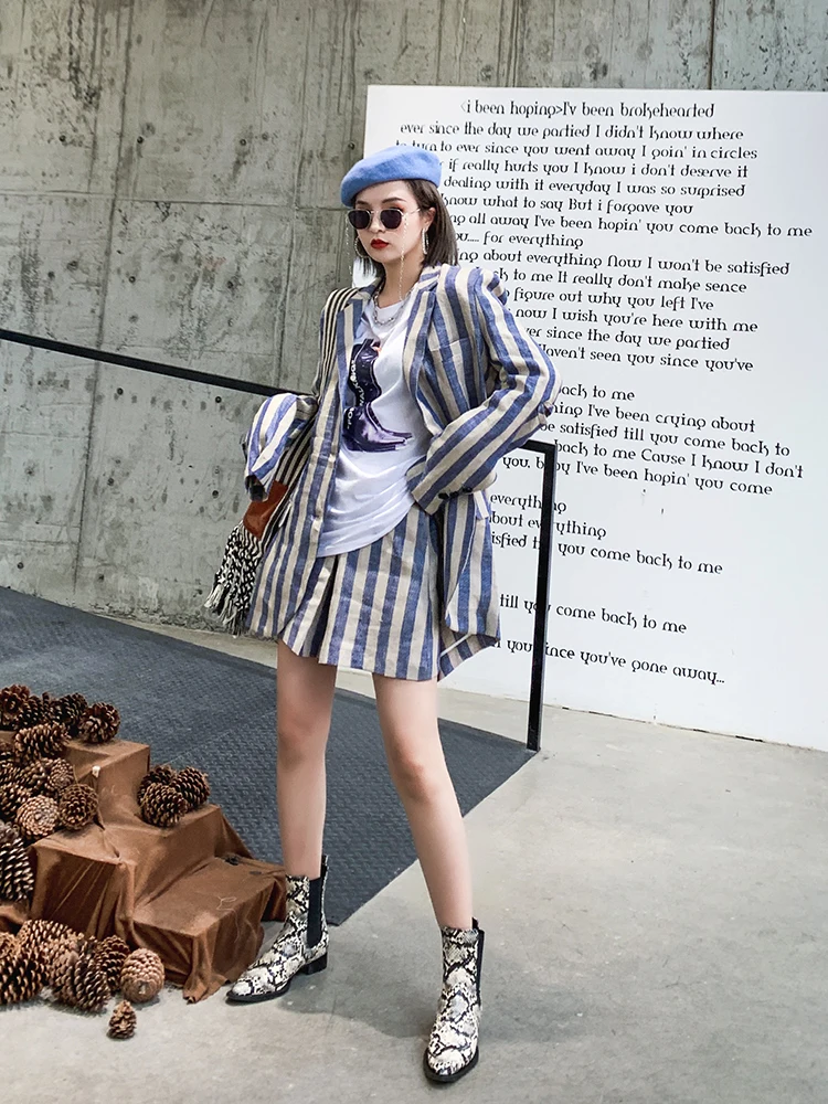 Picture Robe Mode Large Picture Printemps Nouveau Slim Veste Pour Vêtement Costume as Petit Leggings Rayé As 2019 Revers Vintage Femme Za011605 Deat PanqHzP