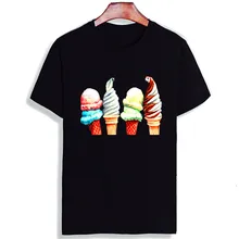Skipoem забавная футболка Эстетическая Harajuku мороженое хлопок футболка с круглым вырезом размера плюс короткий рукав Брендовая женская футболка Femme