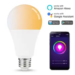 Dropship светодиодный смарт-лампа с Wi-Fi 7 Вт A60 E27 лампочки RGBW электрическая лампочка с регулируемой яркостью совместим с Alexa и Google Home
