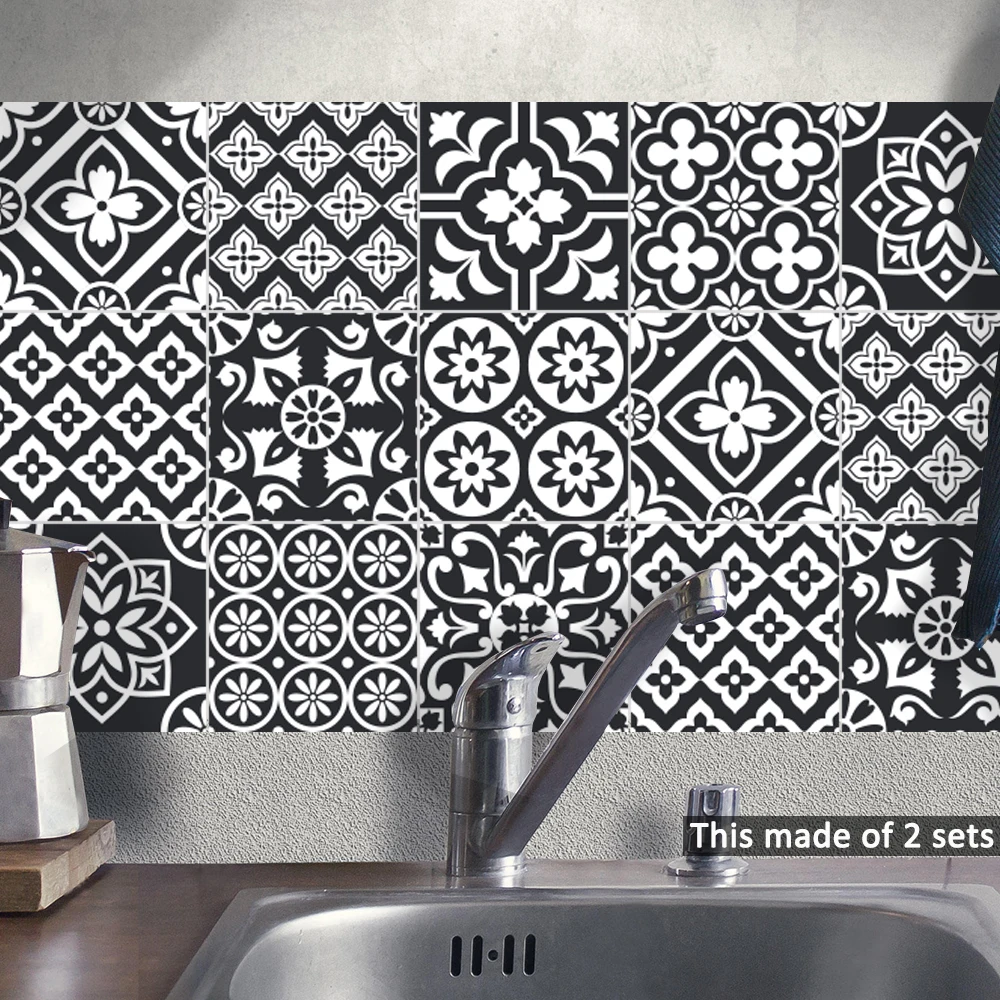 15*15cm/20*20cm PVC Black And White DIY Waterproof Self Adhesive Furniture Kitchen Bathroom Tile Sticker TS054 | Дом и сад