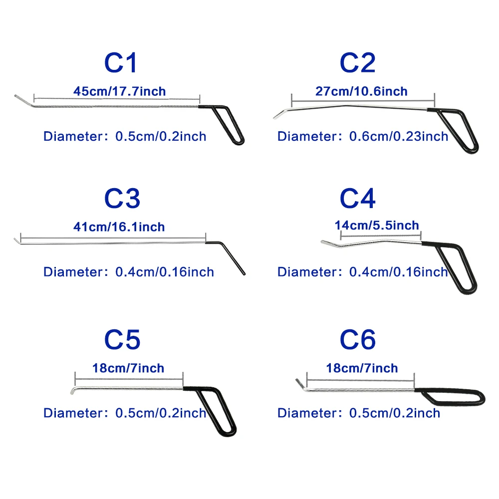 PDR Dent Инструменты для ремонта стержней удаление градом вмятин и дверей Ding PDR 6 шт. наборы для удочки насос Клин вмятин ремонт стержня град повреждения