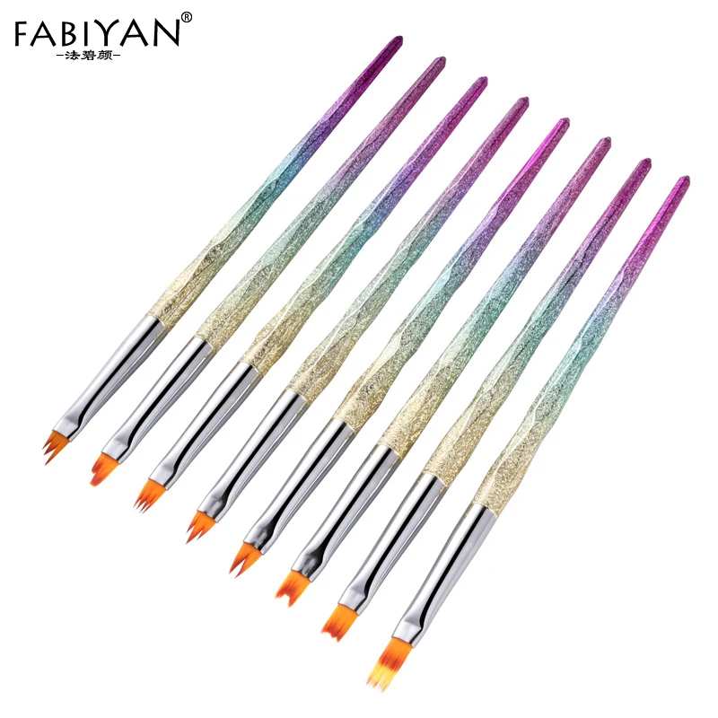 

Glitter 8Pcs/Set Mermaid Handle DIY Petal Pen Nail Art Gradient Smile Moon Shape Painting Flower Manicure Drawing UV Gel Tools
