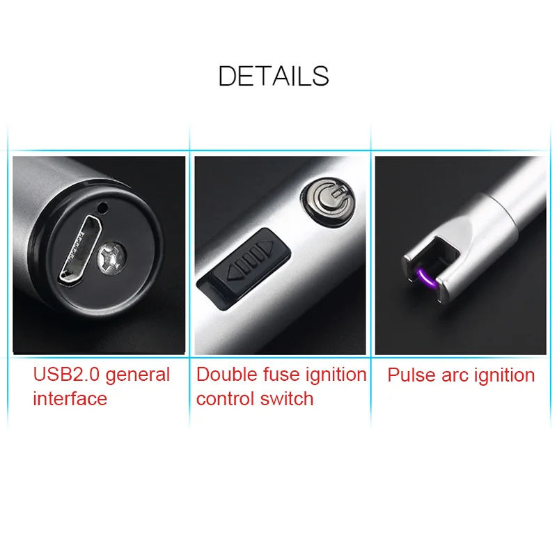 USB зажигалка для дуговой свечи с двойным предохранительным замком индикатор