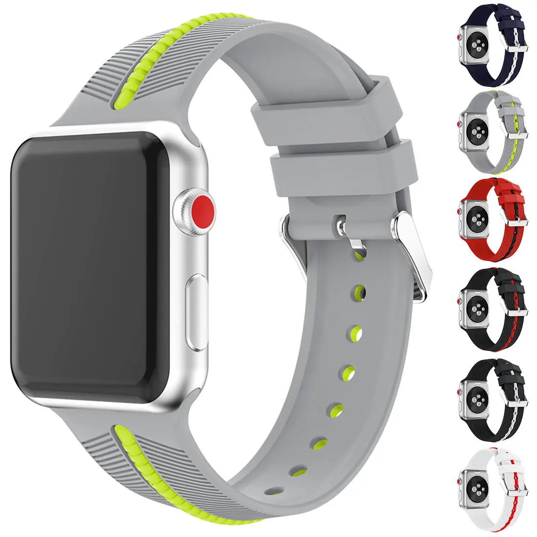 

Sport Correa Bracelet Pulseira Silicone Wrist Belt Series Two-color Arrow Gel New Strap For Apple Watch Band 4 42mm