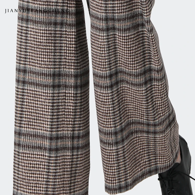 Casual Winter Pants Women 2019 Plus Size Warm Wool Ladies Pants Trousers Plaid Office Lady Wide Leg Pants Long Pantalon Casual Winter Pants Women 2019 Plus Size Warm Wool Ladies Pants Trousers Plaid Office Lady Wide Leg Pants Long Pantalon