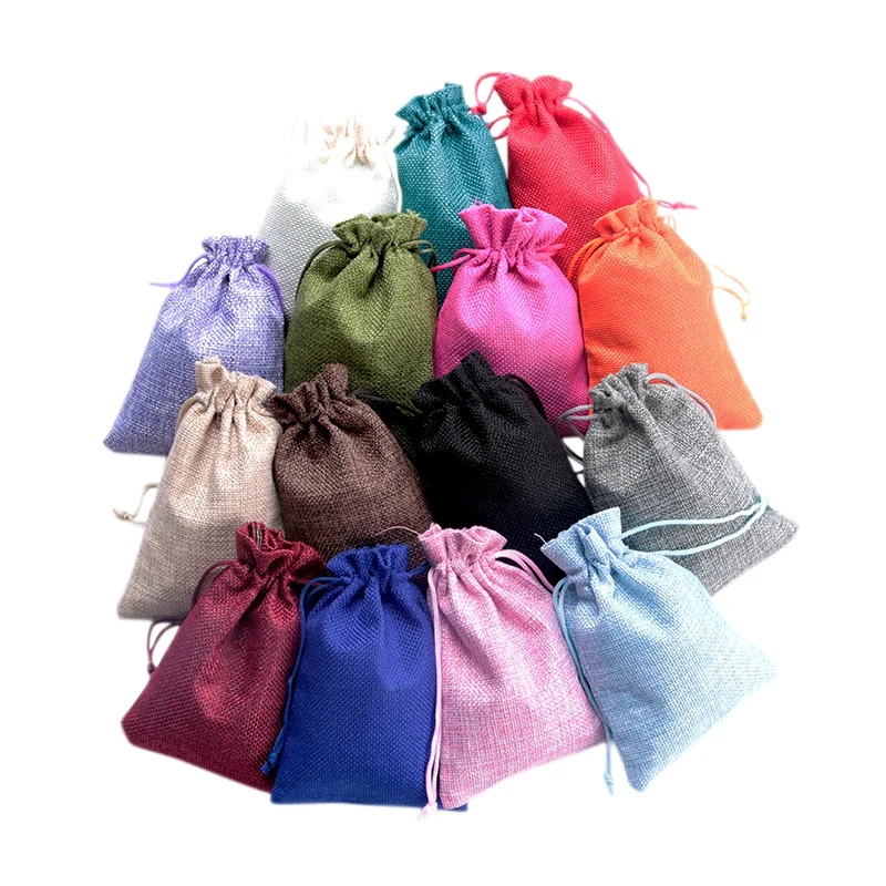 

100Pcs Garden Fabric Jute Drawstring Bag Gift Bag, Pocket, Reusable Home Decor