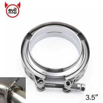 

evil energy 3.5 Inch 89mm V-Band Clamp Kit Male Female Flange Quick Release V Band Clamp For Turbo Exhaust Pipes Exhaust Clamp