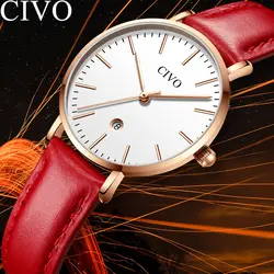 CIVO 2019 женская одежда часы для женщин Минималистский кварцевые часы лучший бренд класса люкс золото наручные часы из натуральной кожи