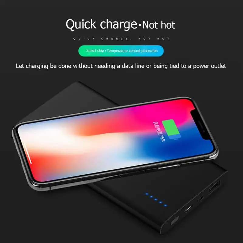 Беспроводное зарядное устройство type C USB QI Стандартный Алюминиевый сплав беспроводной внешний аккумулятор блок питания для iPhoneX/8