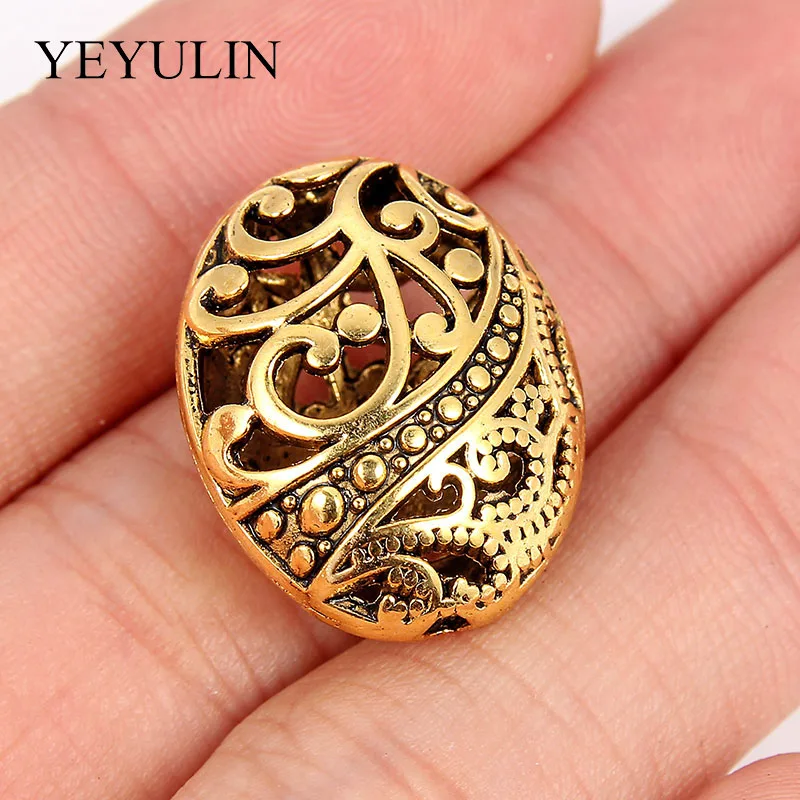 

5Pcs Hole Antique Gold Round European Big Hole Beads Spacer Bead For DIY Jewelry Making Charms Bracelets Accessories