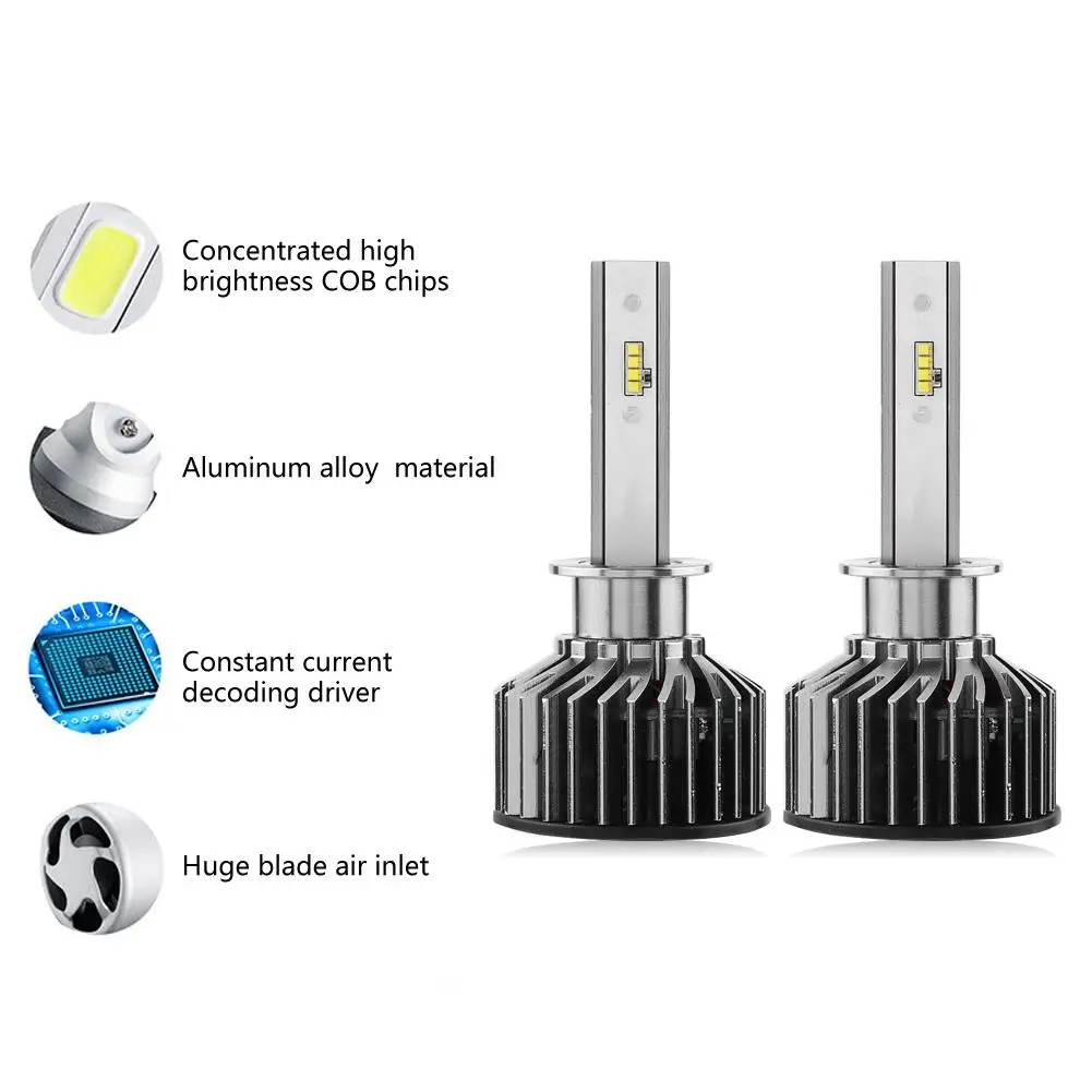 1 пара Автомобильные светодиодные лампы H1 6000 К 55 Вт|Передние LED-фары для авто| |