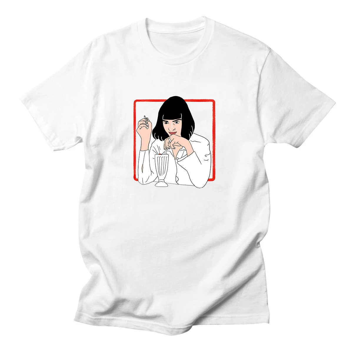 

Sweat T Shirts Pulp Fiction Mia Quentin Tarantino Wallace Streetwear T-Shirts for Women Cotton Tees Short Sleeve