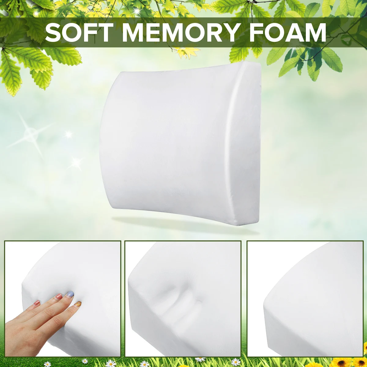 6 colores de espuma de memoria suave asiento de coche almohadas de invierno soporte Lumbar masajeador trasero cojín de cintura para sillas oficina en casa aliviar el dolor ► Foto 3/6