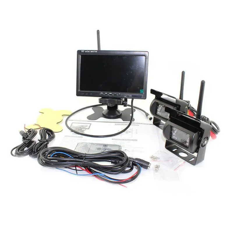 

Wireless 7" LCD Monitor + 2 X Rear View Reversing Camera Kits For Car Bus Truck 7-inch 16: 9 Wide Screen MPEG 4 Video 12V / 24V