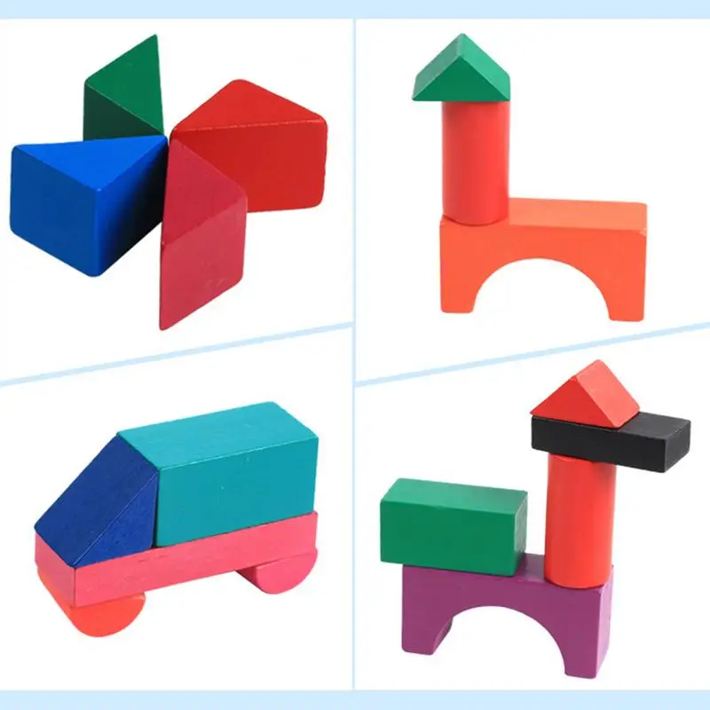 Деревянные 112 шт красочные строительные блоки от 3 до 6 лет дети раннее образование головоломка родитель-ребенок игрушка