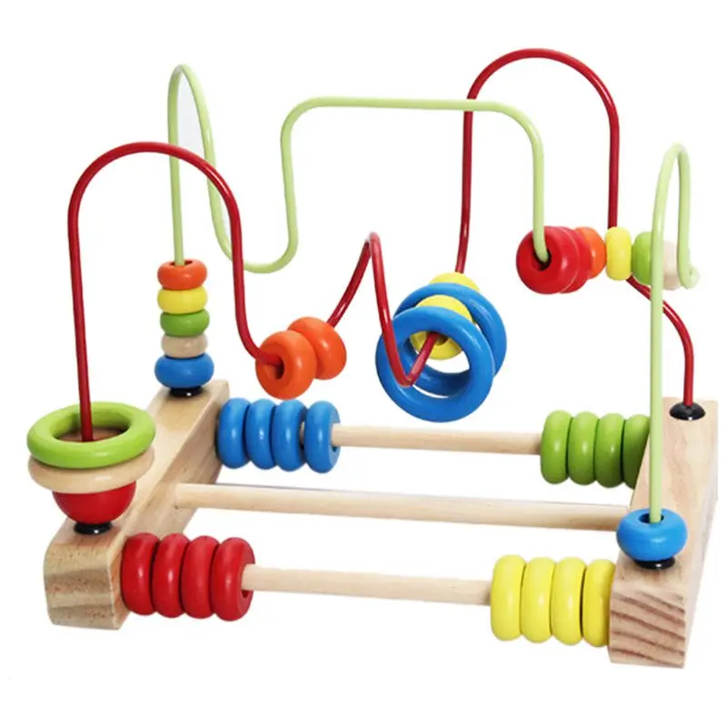 Spiral abacus Baby Wooden Toys Math Counting Circles Bead Abacus Wire