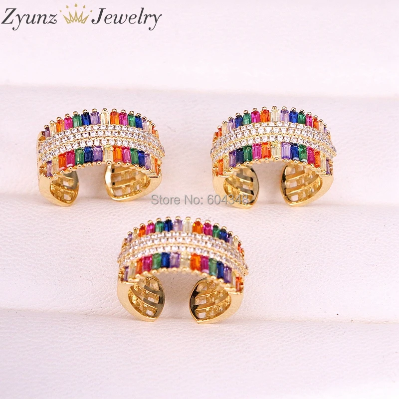 

5-10pcs ZYZ338-0040 Fashion rainbow cubic zirconia ring shinning delicate Gold color band ring for women fashion jewelry