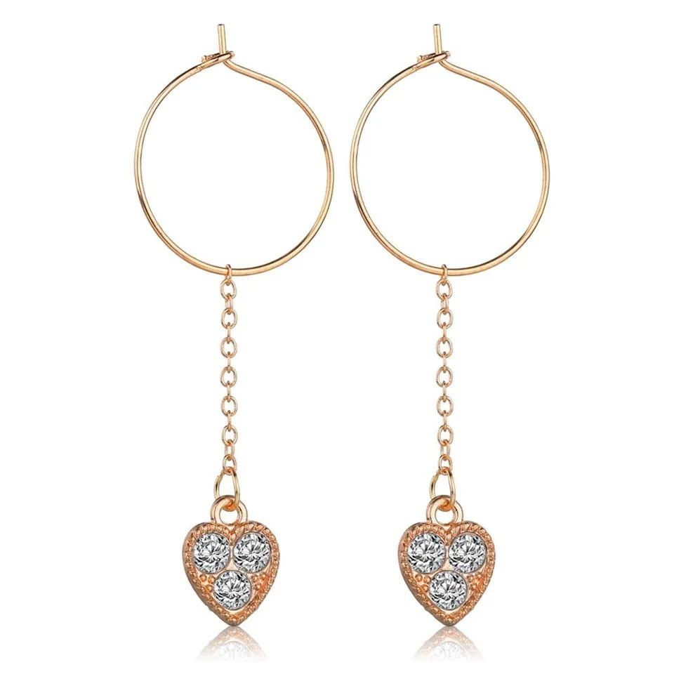 

Trendy Elegant Heart Shinning Rhinestone Women Long Drop Earrings Girls Great Noble Fashion Minimalism Earrings