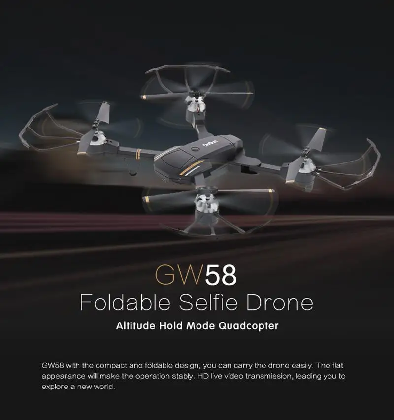 GW58/XT 1 складной селфи Дрон с камерой HD Безголовый режим Hover Quadcopter Wifi FPV RC