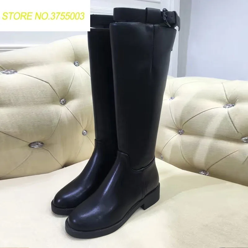 

2018 New size 34-40 knee high boots genuine leather women fashion long boot winter footwear shoes sexy winter motorcycle brands