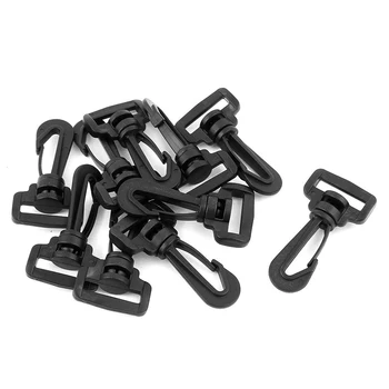 

Plastic Belt Strap Swivel Carabiner Buckle 2.5cm 10 Pcs Black
