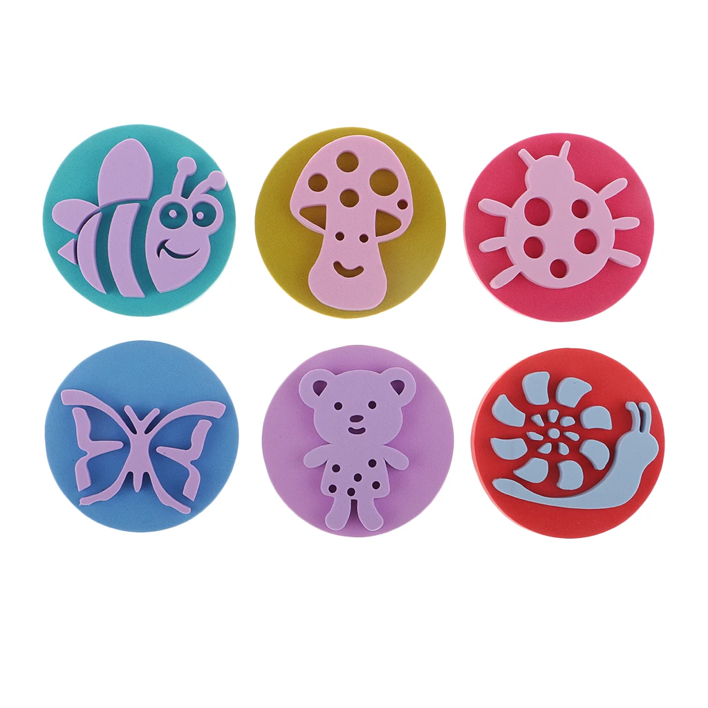 

6pcs Different Patterns Sponge Painting Brush Children Painting Brush Stamper Seal Kids DIY Graffiti Drawing Toys