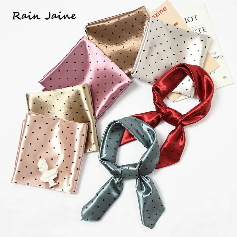 

Wave Point 70*70cm Temperament Kerchief Woman Korea New Chic Pattern Joker Silk Spring Autumn Season Foulard Scarves Hijabs 2019