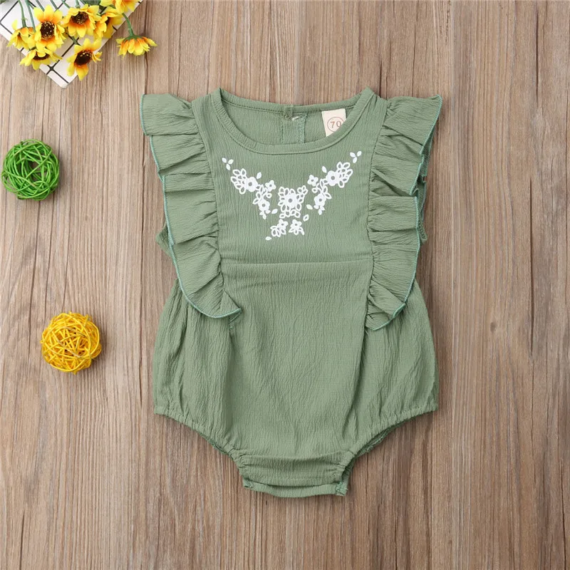 Baby girl clothes newborn Bodysuit girls solid flying seeves One Piece