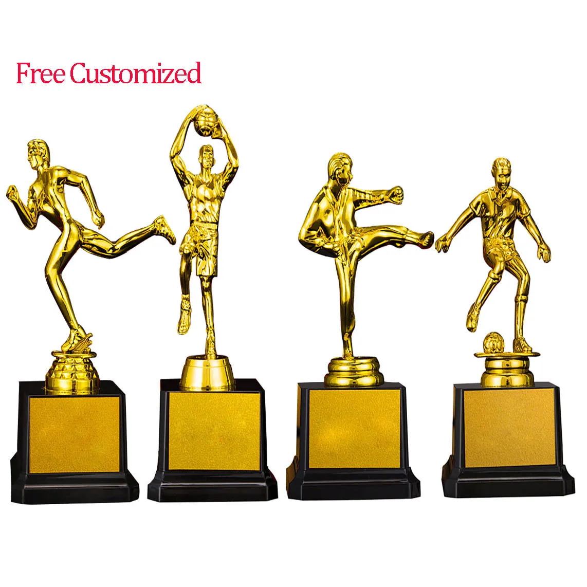 

Customizable Match Trophy Plastic Gold Plating Sports Cup Soccer Basketball Taekwondo Trophies Awards Souvenir Statuette Gifts