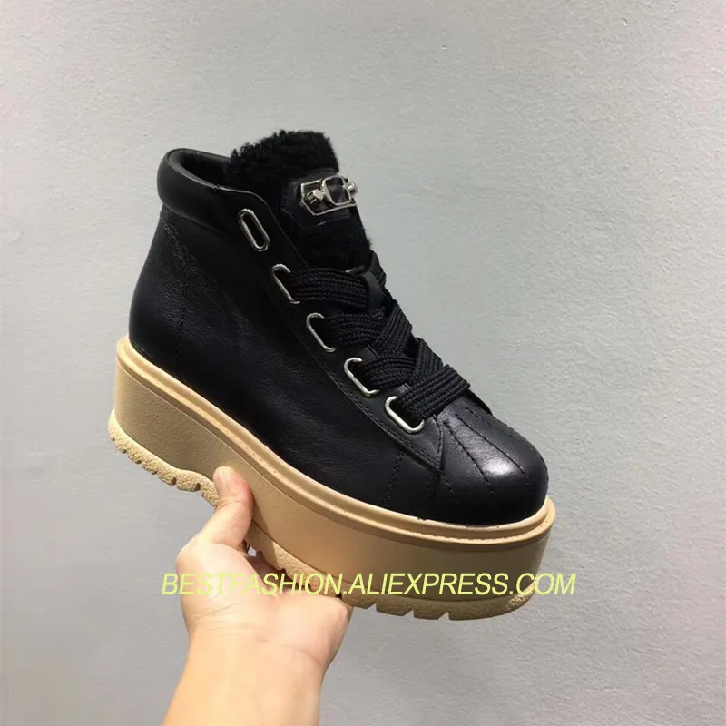 

Shoes Woman Hot Spring Autumn Lace Up Casual Flats Designer Woman Platform Flats Round Toe Leather Cozy Woman Hightop Flats