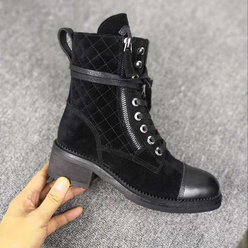 as Épais Bottines Rond En Bottes Western Lacets Femme De As 2019 Bout Nouvelle Marque Luxe Véritable Femmes Pic Chaussures À Talons Pic Cuir wXUO1xSUq