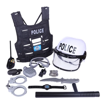 

AT 11Pcs Children Pretend Play Toys Simulation Policeman Playset Kid Sports Safety Waist Support