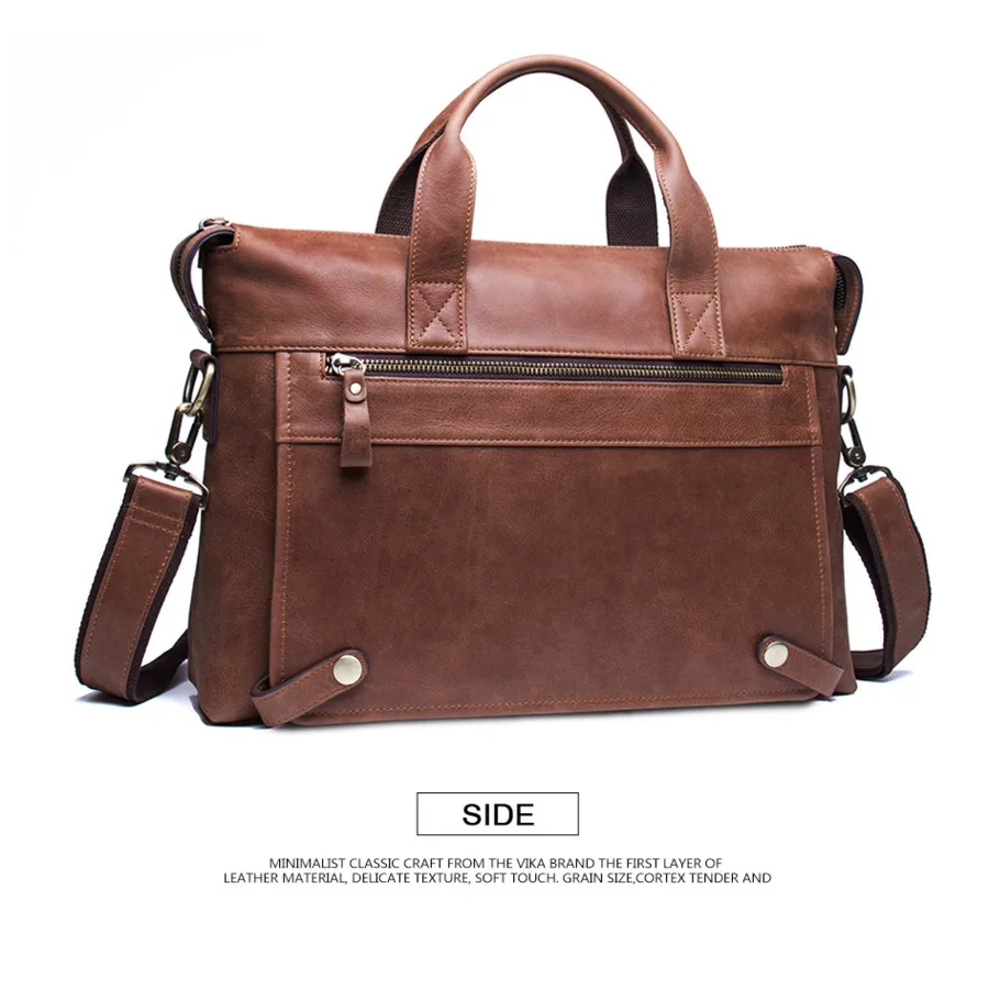 

2019 fashion Men's Genuine Leather Business Briefcase Men Cowhide Single Shoulder Laptop Bag Office work Handbags bolso hombre