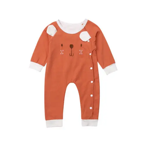 Хлопковый комбинезон с длинными рукавами для новорожденных и маленьких мальчиков и девочек с героями мультфильмов; осенний комплект одежды