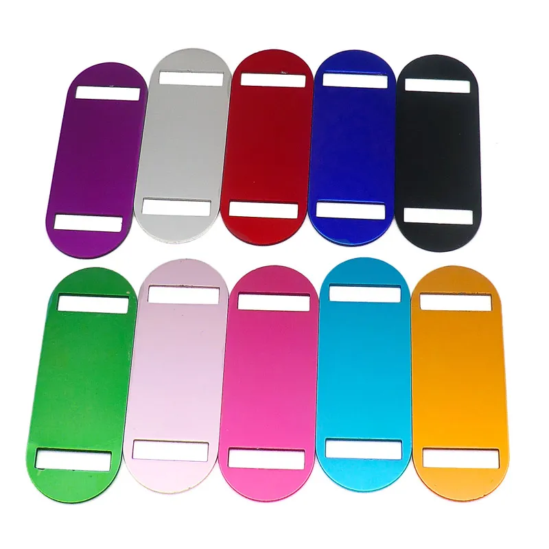

100Pcs/lot Personalized Double Sides Ellipse Shape Cute Dog ID Tags Customized Puppy Cat Collar Accessory Engraved Pet Name Tag