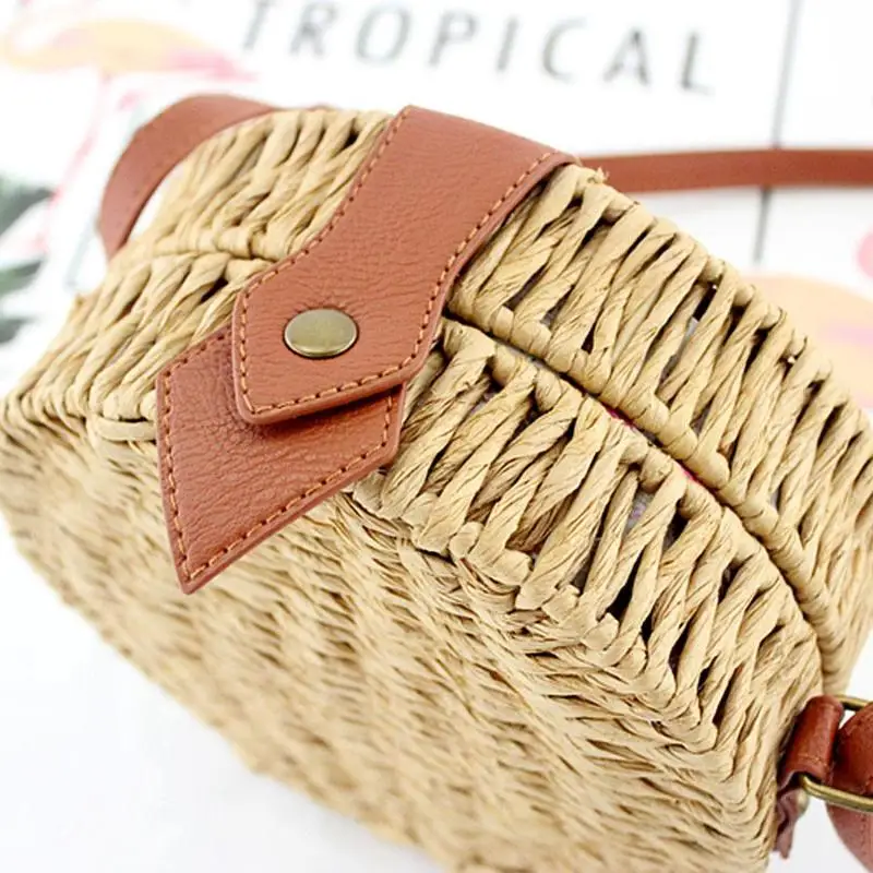 خمر جولة القش حقيبة كتف للفتيات عارضة رسول حقائب النساء المنسوجة الصيف جديد الشاطئ Crossbody أكياس Bolsas الأنثوية