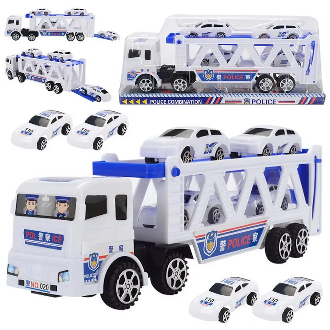 4 Trumpet Mini Double White Unisex with Truck Blue 2 Years Children Casual Police Cars Kid Toys