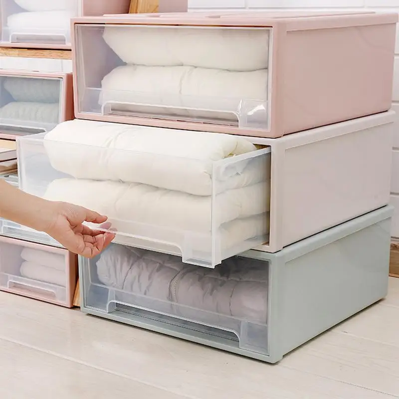 

1PC Storage Cabinet Drawer Plastic Storage Box Household Storage Box Three Colors Transparent Storage Cabinet