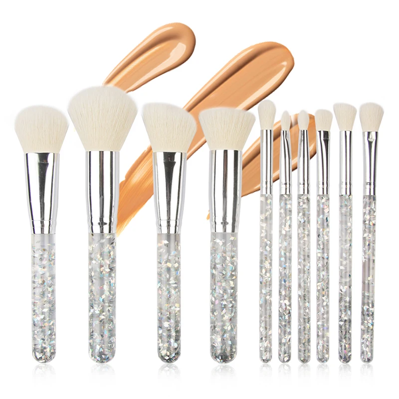 

10PCS Unique Handle Soft Makeup Brushes Set For Foundation Powder Blush Eyeshadow Concealer Black White Soft Hair Make Up Brush