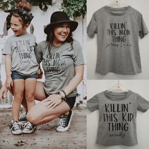 

Family Matching Outfits Ladies Womens T-shirt Tops Short Sleeve Clothing Kids Girls Shirt Mom And Me Top