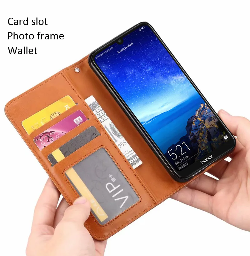 Кожаный чехол книжка с отделением для карт Huawei Y6 2019|Бамперы| |