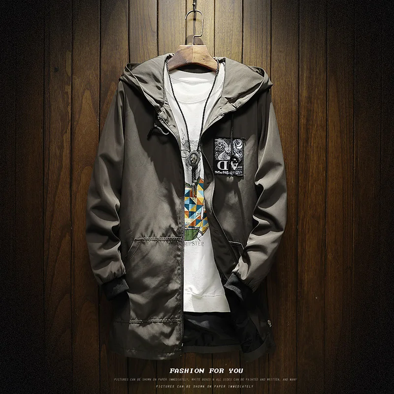 

2017 Autumn Winter Men's Plu Size 5XL Long Trench Outfit New Fashion Jacket Coat Large Size Male Solid Hooded Coats Tops