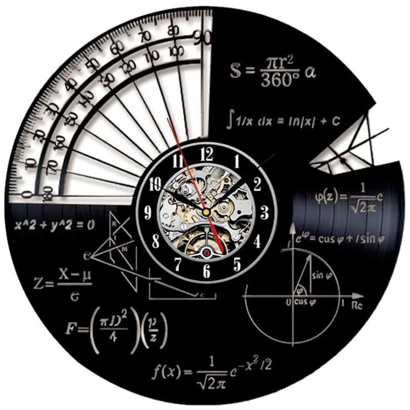 

Timelike Math Theme Wall Clock Modern Design Retro Style Decorative Study Clocks Vinyl Lp Cd Record Wall Watch Home Decor Sile