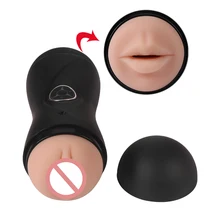 10 Mode Vibrating Real Pussy Vaginal Man Masturbator Oral Sex 3D Deep Throat Mouth Aircraft Cup Realistic Pussy Sex Toys for Men