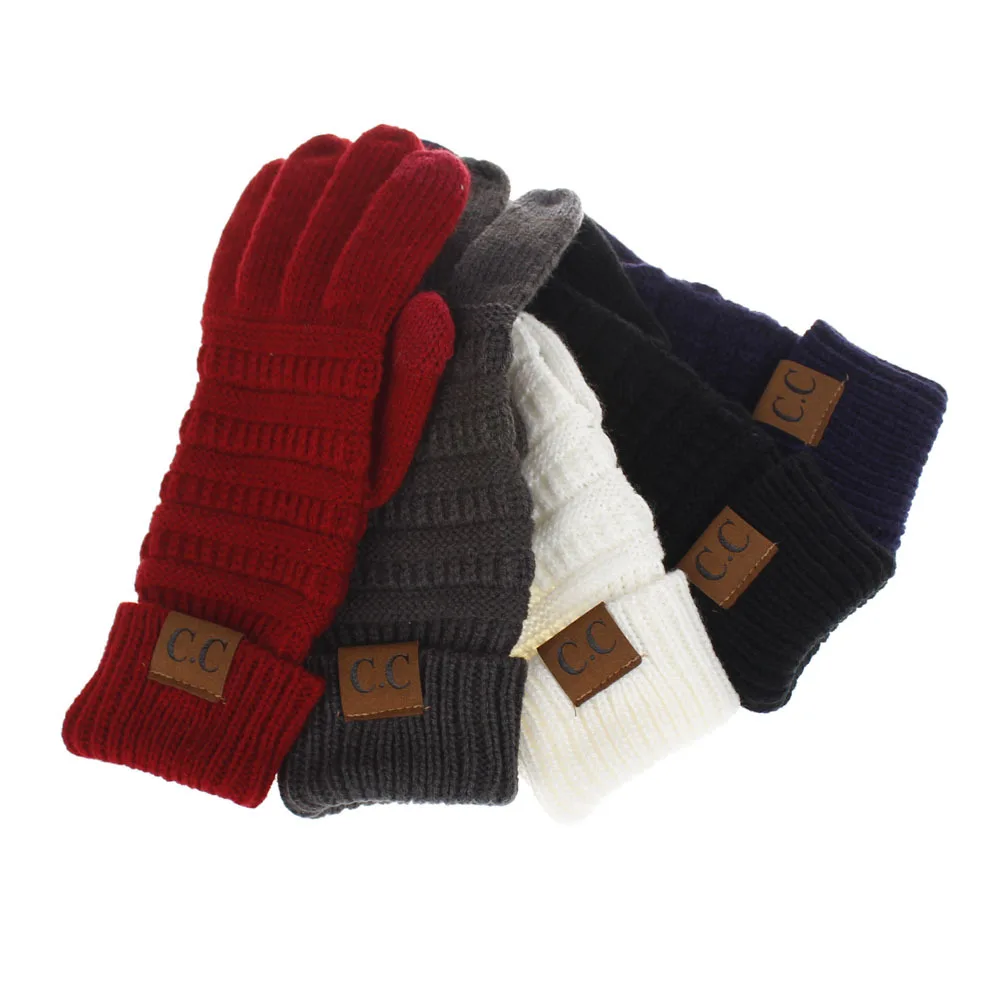 Winter Keep Warm Adult Wool Knitting Full Finger Glove Winter Knitted