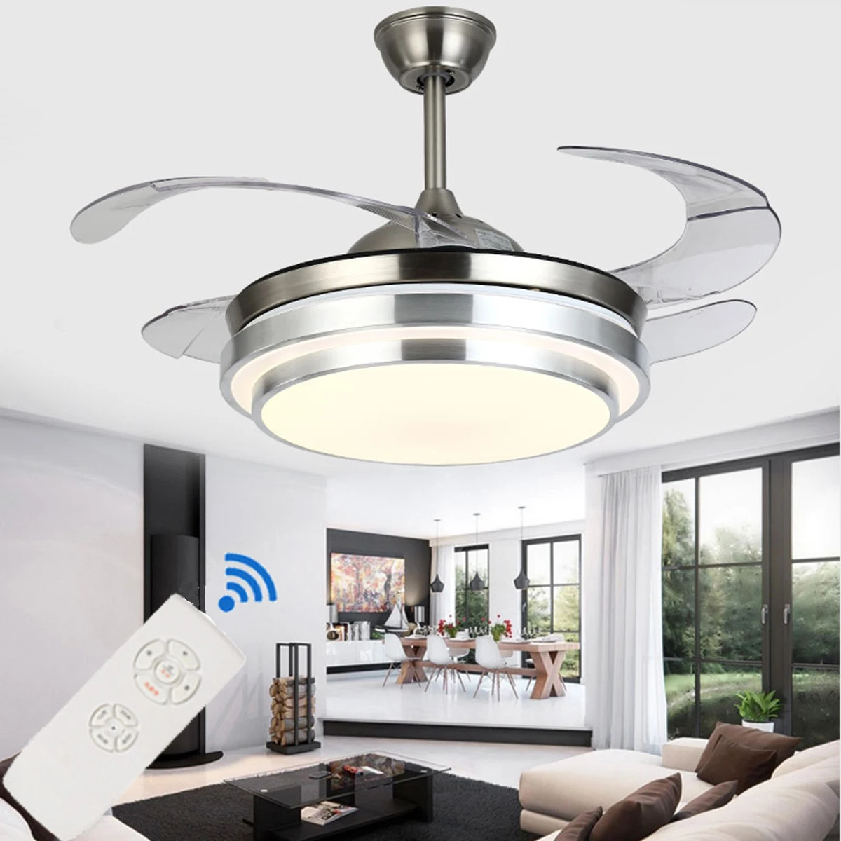 Modern Decorative Smart Mute Invisible Fan light LED ...