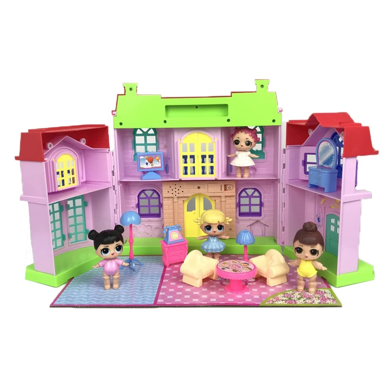 

Genuine DIY Kids Toy lol Dolls Villa house Action Figure play house Lovely Girls Doll children gift glzt